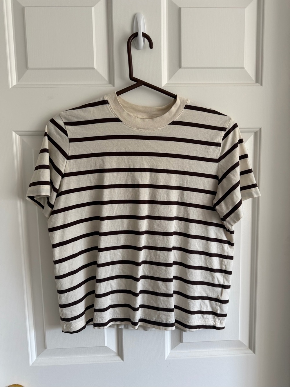 & Other Stories Cream & Brown Striped Tee